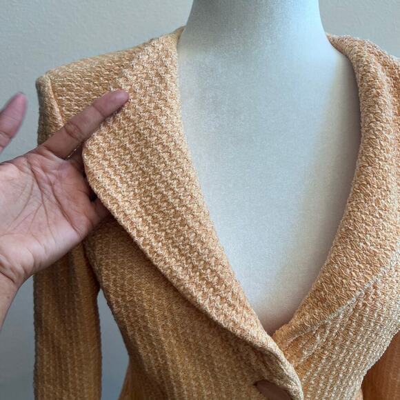 St. John Knits Hemp Fitted Blazer Jacket Mandarin Orange Size 6 MSRP $1295 - Picture 3 of 9